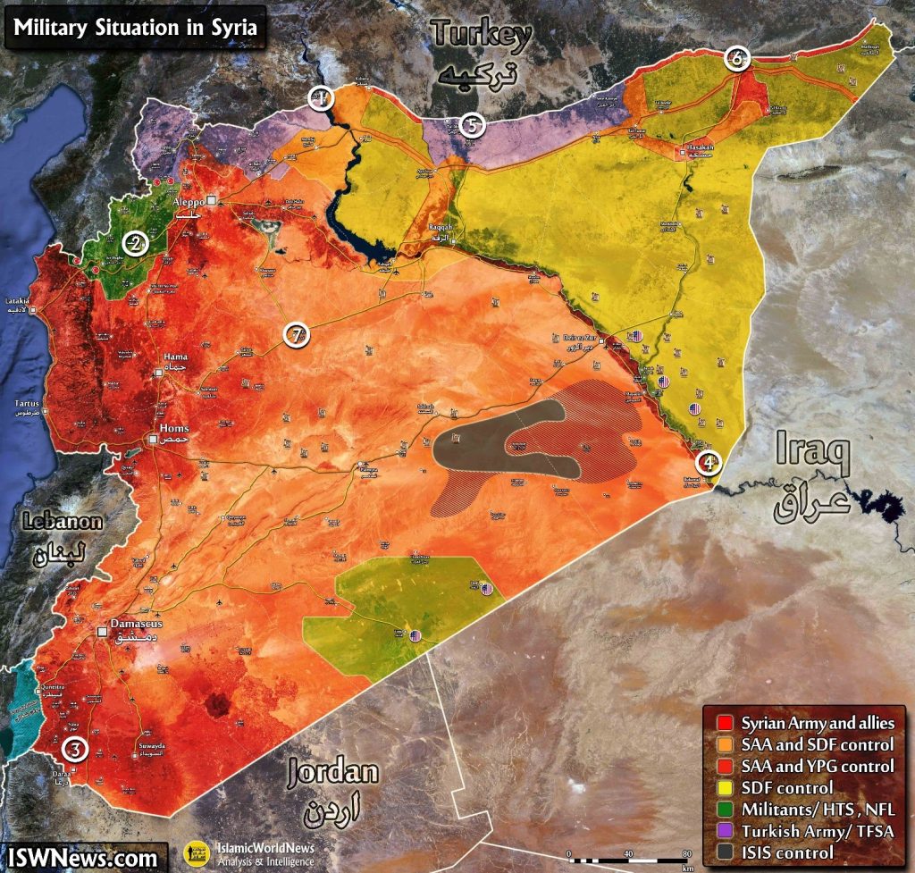 Mappa con ultimi aggiornamenti sulla Siria, 13 novembre 2021